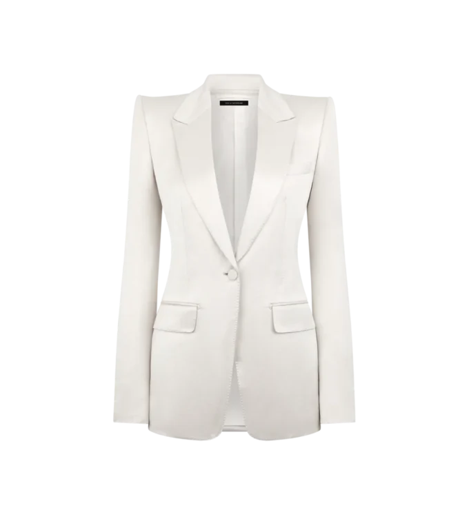 Washed Cotton Silk Blend Duchesse Single Breasted Jacket