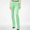 Washed Cotton Silk Blend Duchesse Tailored Straight Pants
