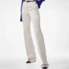 Washed Cotton Silk Blend Duchesse Tailored Straight Pants
