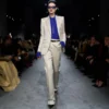 Washed Cotton Silk Blend Duchesse Tailored Straight Pants