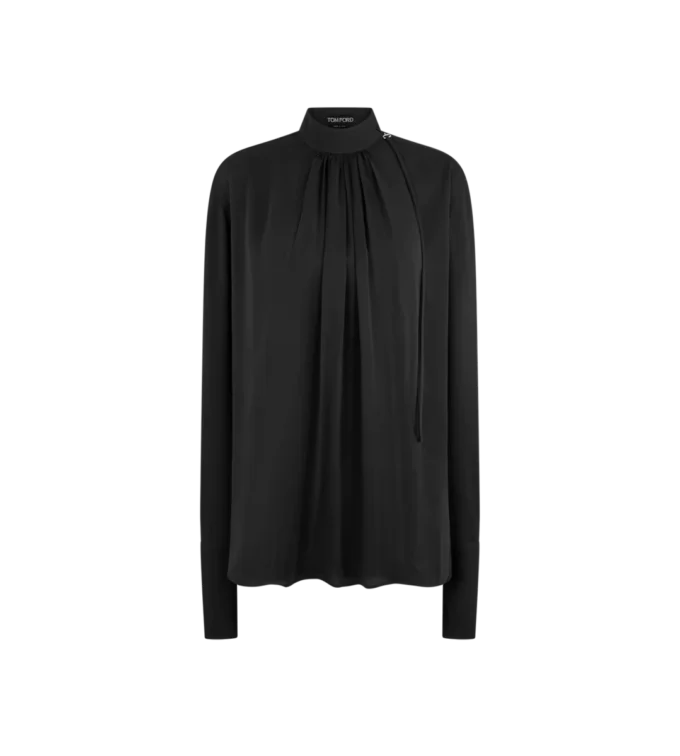 Washed Silk Georgette Long Sleeve Blouse