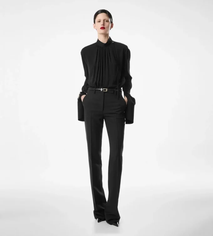 Washed Silk Georgette Long Sleeve Blouse