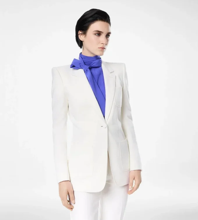 Wool Cashmere Flannel Single Breasted Jacket