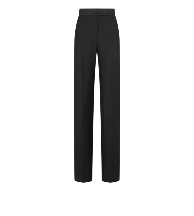 Wool Silk Blend High-Waisted Tuxedo Pants