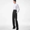 Wool Silk Blend High-Waisted Tuxedo Pants