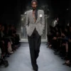 Wool Silk Blend High-Waisted Tuxedo Pants
