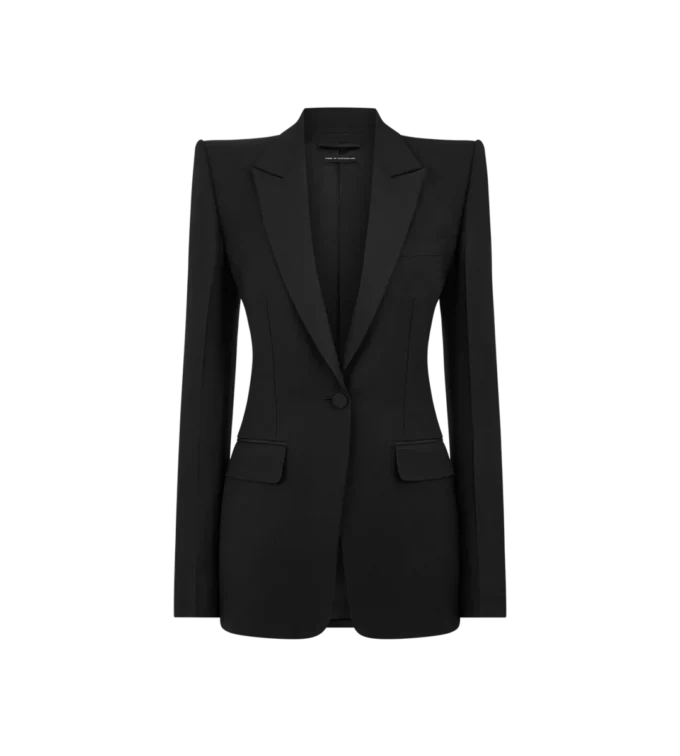 Wool Silk Blend Single Breasted Tuxedo Jacket