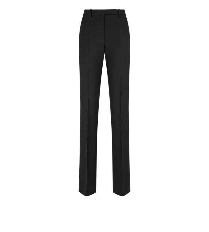 Wool Silk Blend Tailored Straight Pants