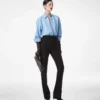 Wool Silk Blend Tailored Straight Pants