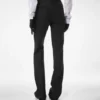 Wool Silk Blend Tailored Tuxedo Straight Pants