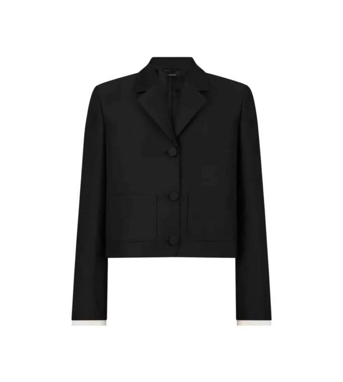 Wool Silk Radzmir Jacket with Plisse Details