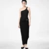 Silk Blend Rib Jersey One Shoulder Top